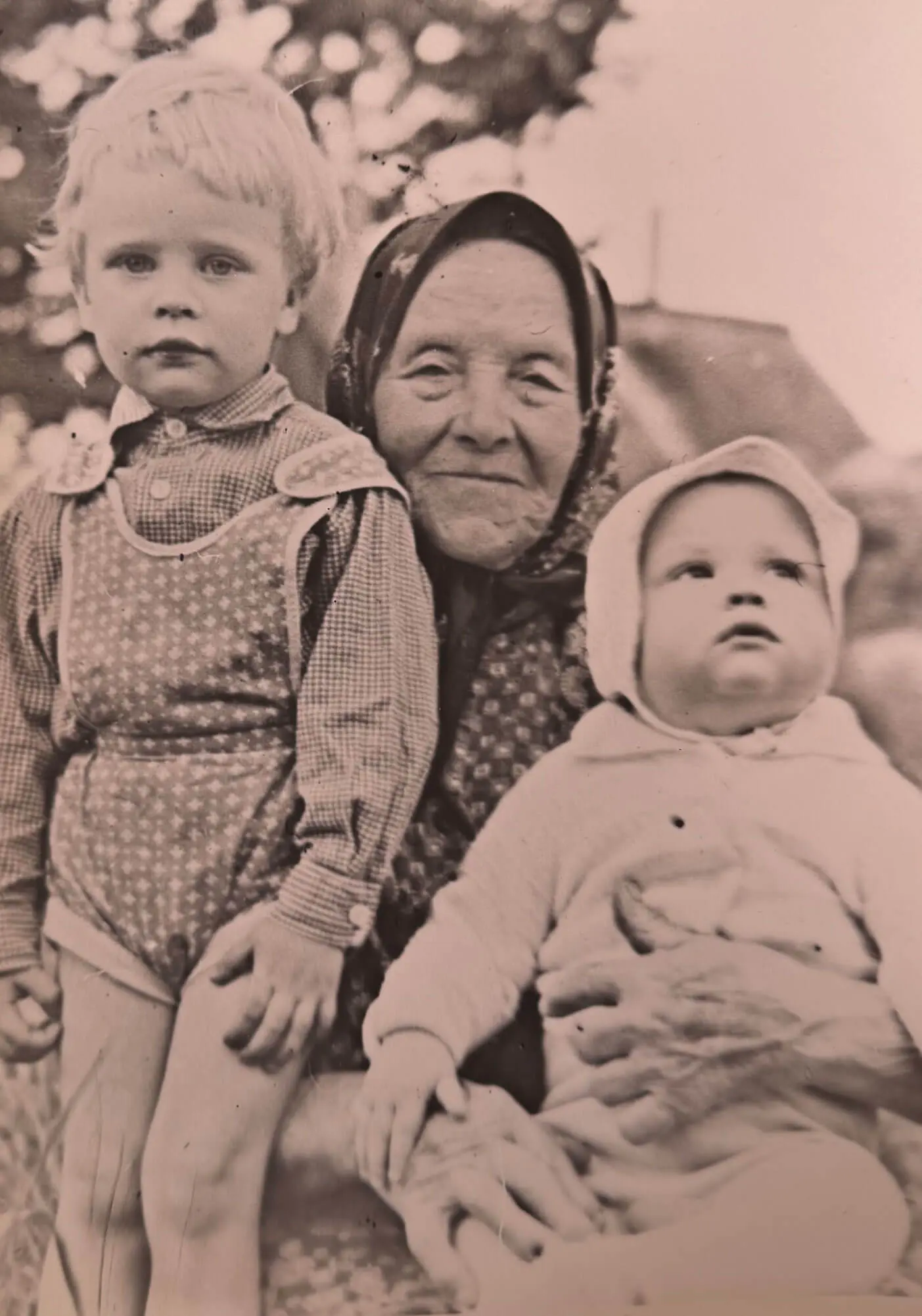 Old family photograph before restoration